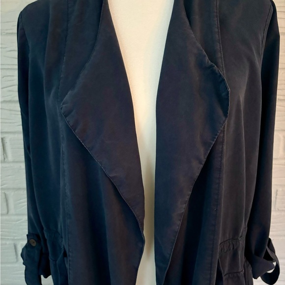 Sanctuary duster navy blue trench coat with drawstring waist, women’s medium - Picture 4 of 7